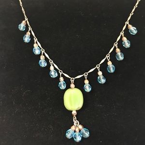 David Aubrey Blue Crystal Green Focus Necklace